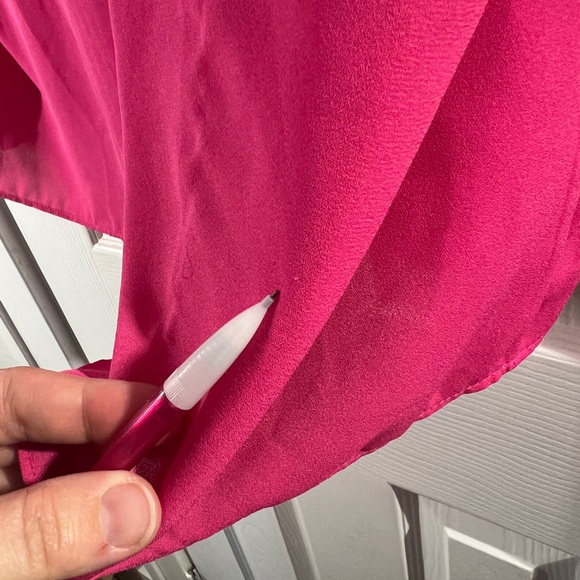 Karl Lagerfeld Paris Blouse Womens XL Pink Ruffle Trim V Neck Button Up Top - Picture 7 of 15